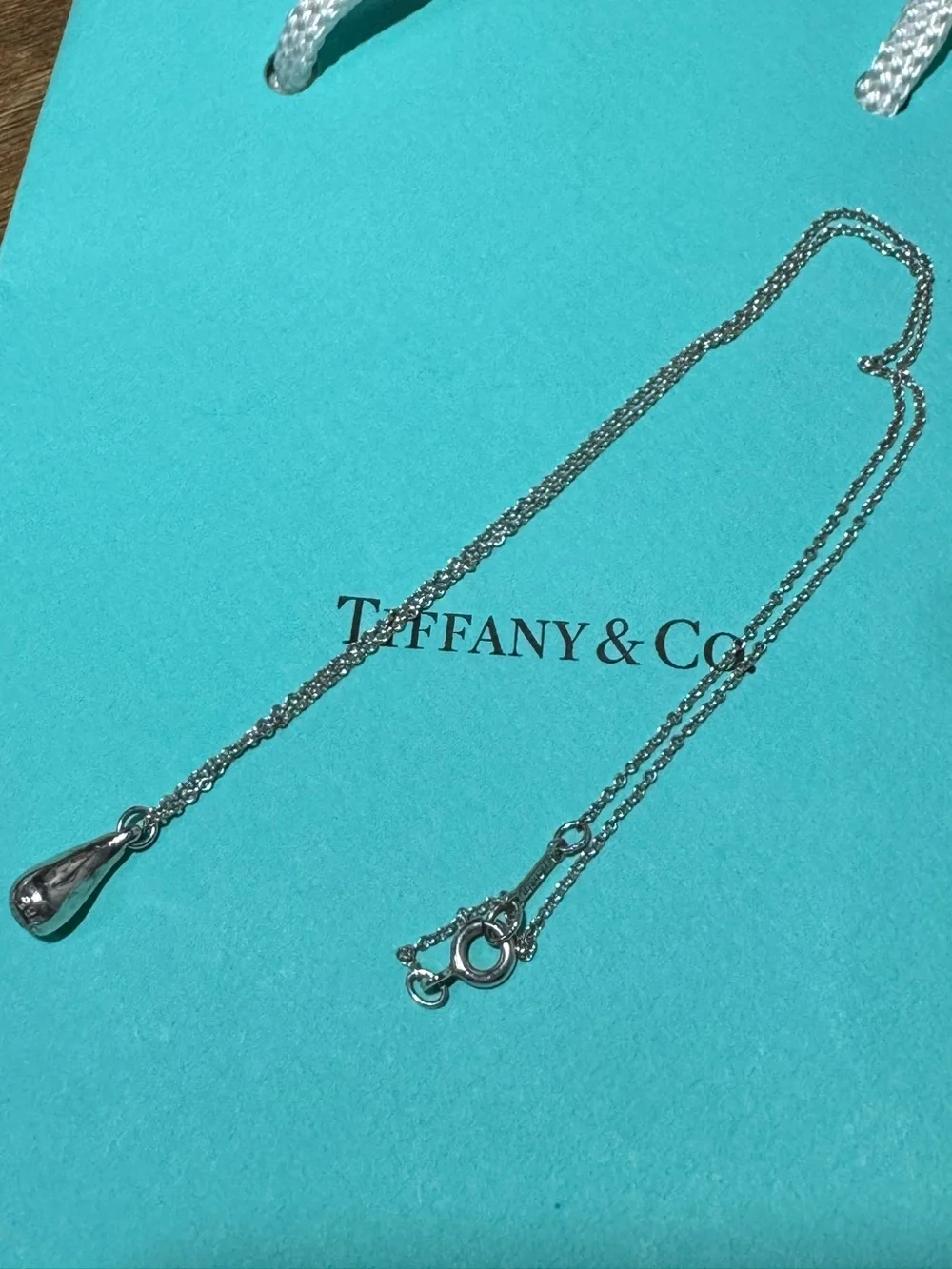 Pre loved Tiffany & Co. Elsa Peretti Teardrop Pendant Necklace in Silver